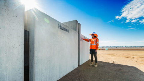 Inland Rail worker inspects two huge concrete culverts
