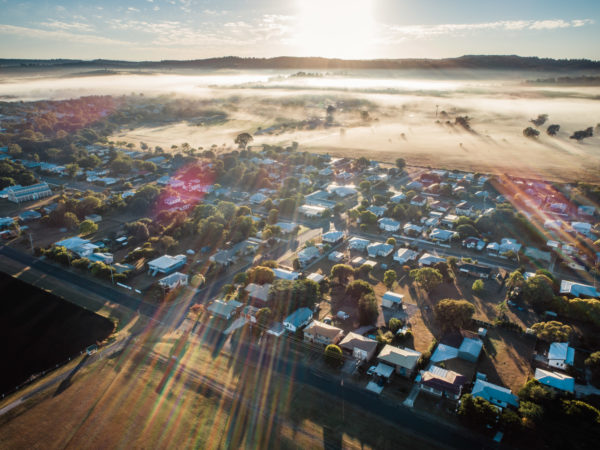 Aerial view of Laidley town, Queensland.