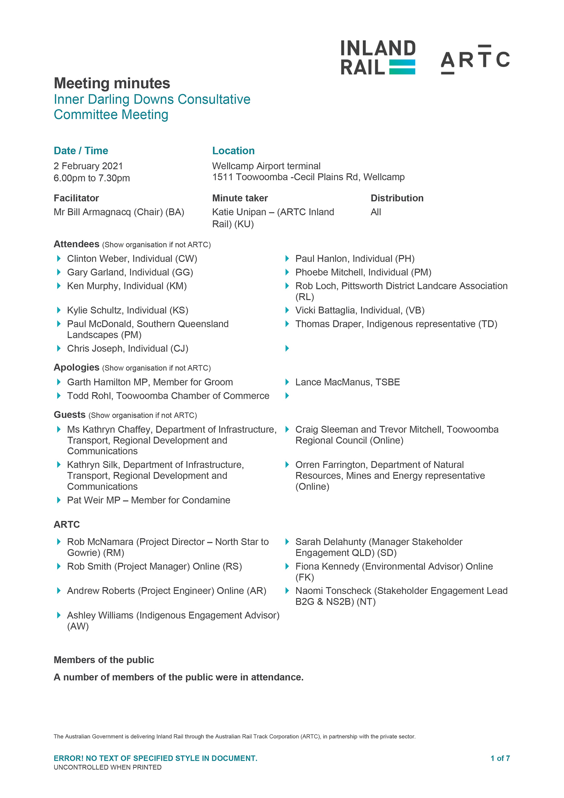 Inner Darling Downs CCC Meeting Minutes 2 Feb 2021