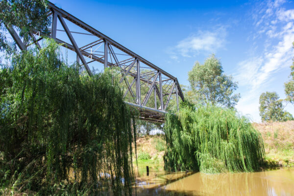 Rail bridge over water