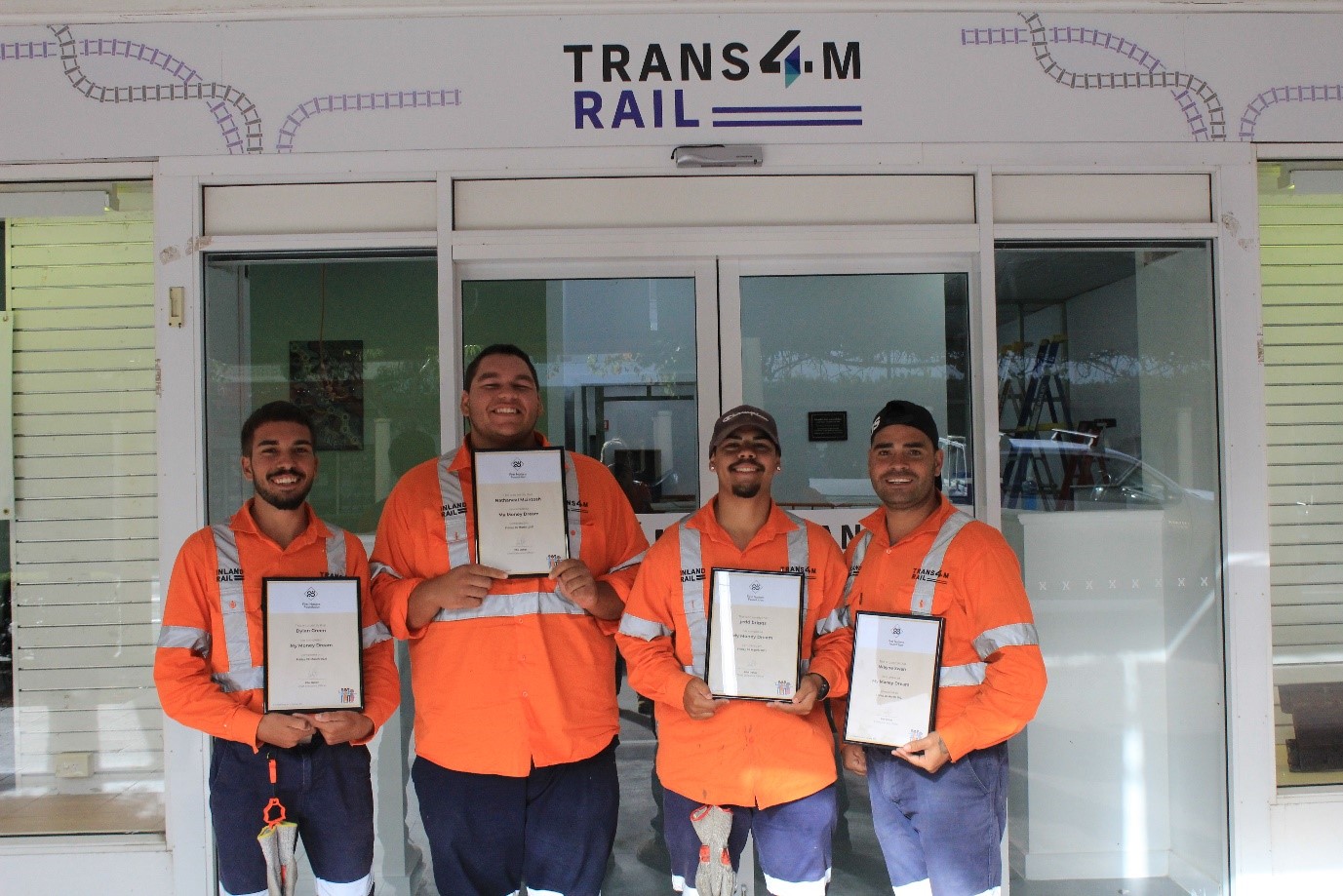 Recent My Money Dream graduates, (L-R) Dylan Green, Nathaneal McIntosh, Jedd Briggs, Wayne Swan