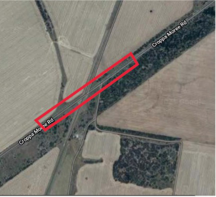Map showing location of works at Croppa-Moree Road, at level crossing 917