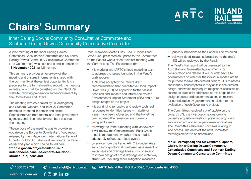 Thumbnail for Southern Darling Downs CCC and Inner Darling Downs CCC Chair's summary