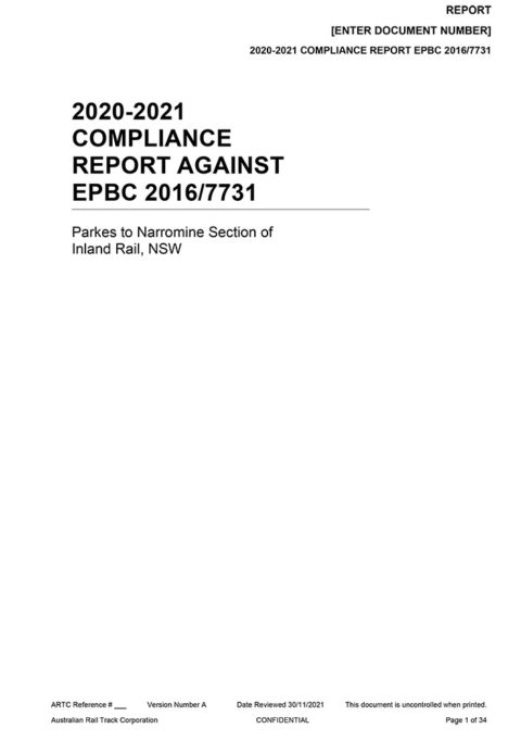 Parkes to Narromine Compliance Report against EPBC 2016-7731 2020-21 ...
