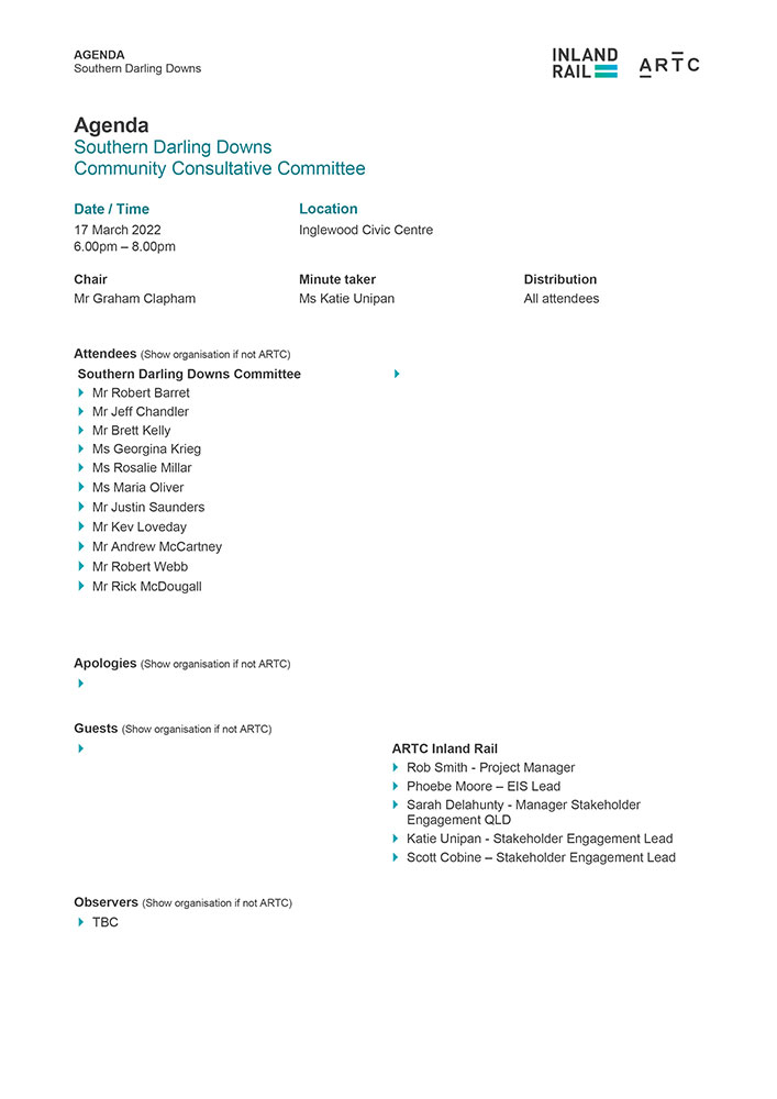 Thumbnail image of Southern Darling Downs CCC meeting agenda 17 March 2022