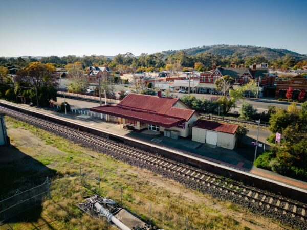 Aerial view showing Euroa Railway Station