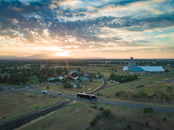 Aerial view of Narrabri, New South Wales.