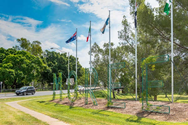 Moree sign - Moree town, New South Wales.