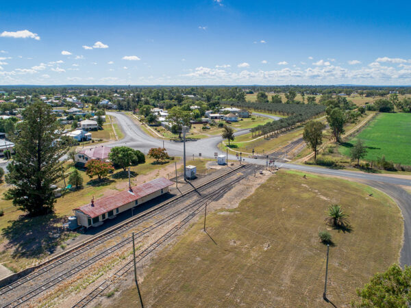 Aerial view of Inglewood station, Inglewood, Queensland.
