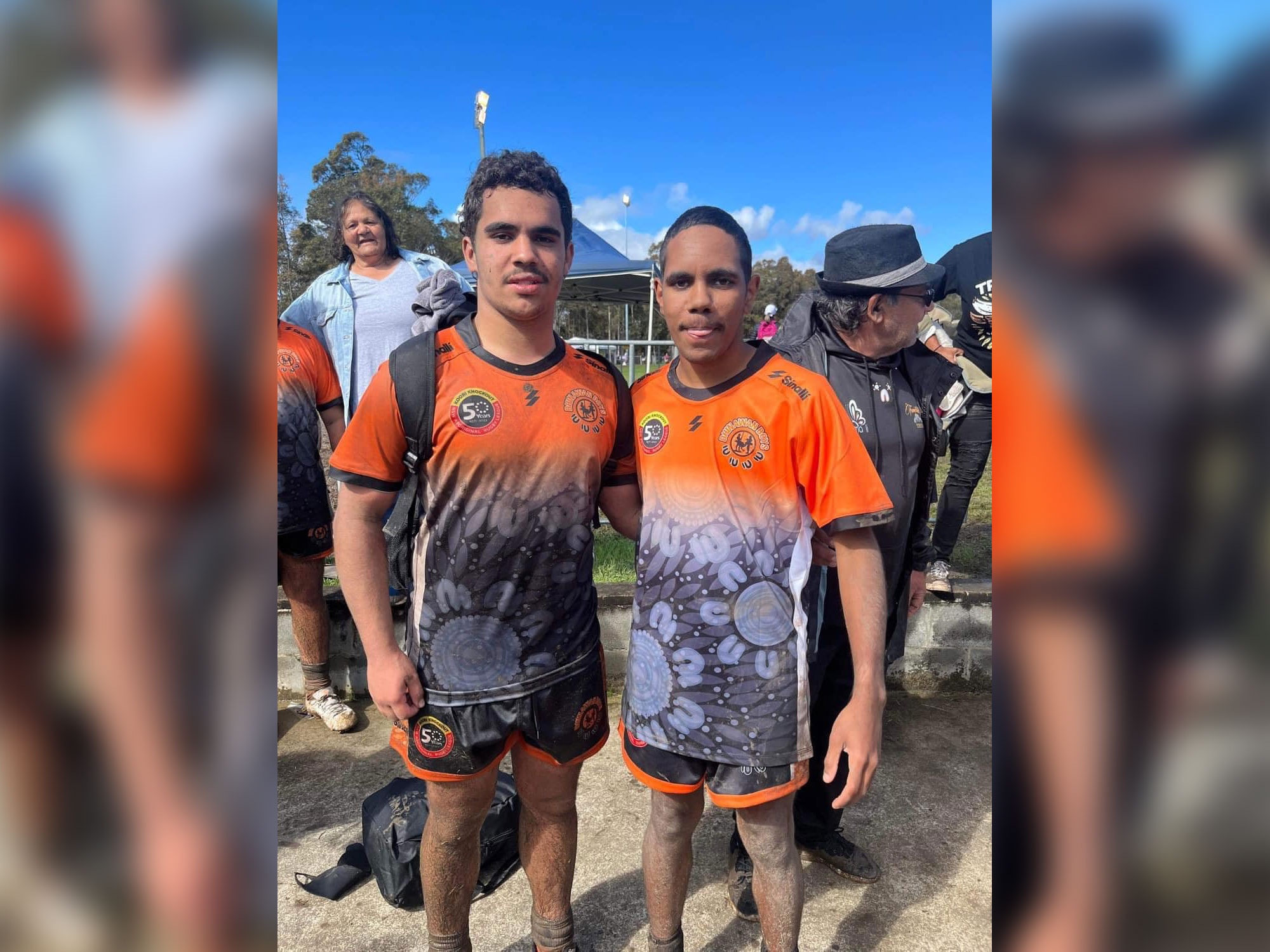 Two members of the Dhinawan Boys at the 50th Koori Knockout