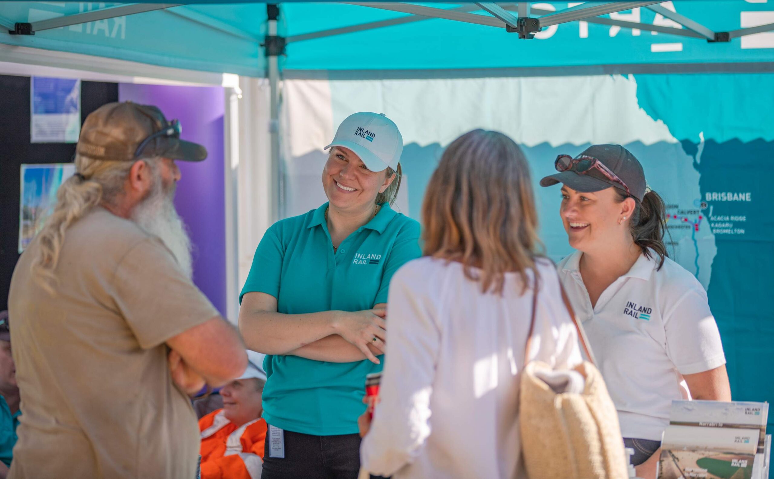 Inland Rail staff attending an Inland Rail stand at a community event