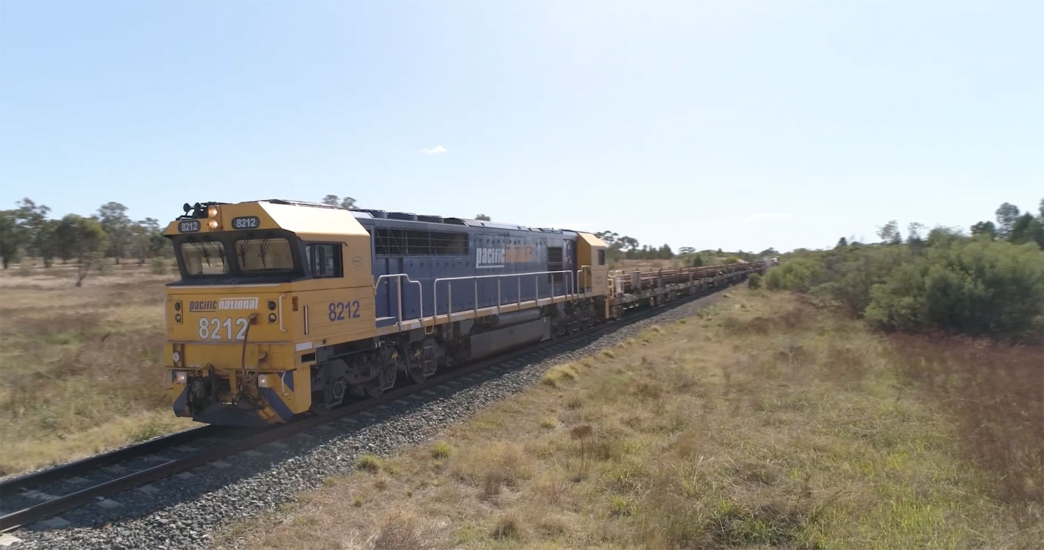 Image of a Pacific National train on the railway.