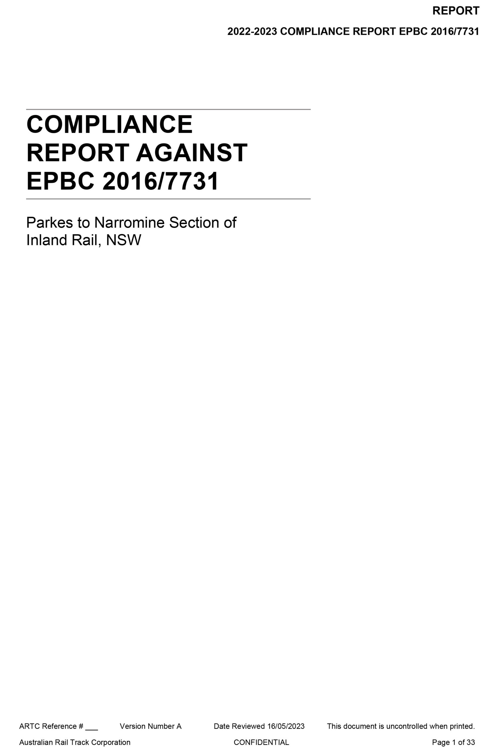 Image thumbnail of Parkes to Narromine Compliance Report against EPBC 2016-7731 2022-23 document