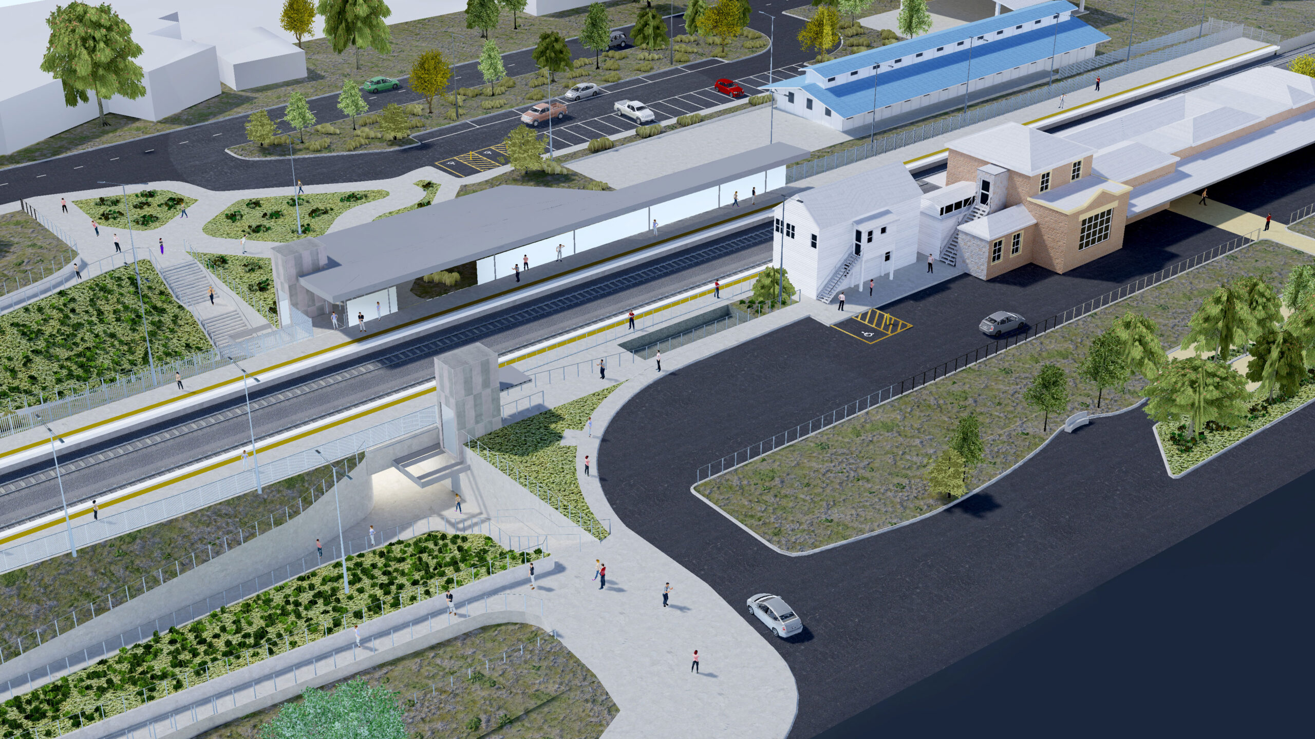 Wangaratta Station Precinct visualisation looking towards Spearing Street