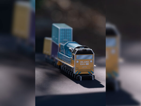 Close up of freight train cut out