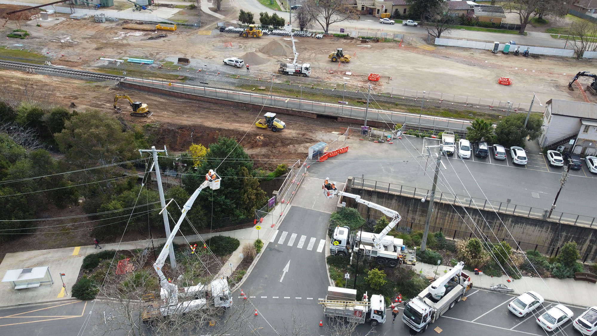Recent high voltage electrical works at Wangaratta Station in preparation for installation of the new pedestrian underpass
