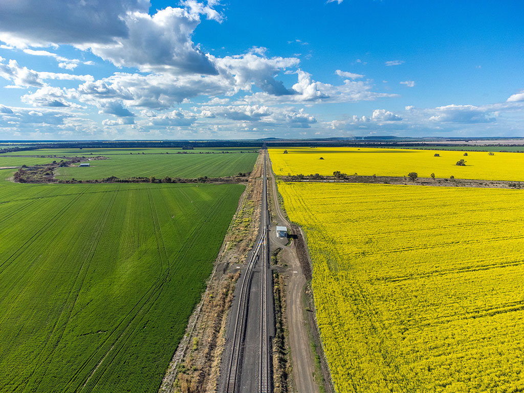 Fields divided by railway