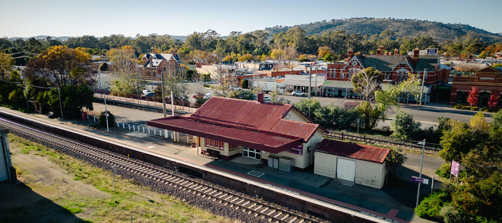 A view of a heritage railway station.