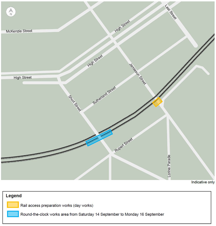 Map of works area around Jamieson St, Broadford.