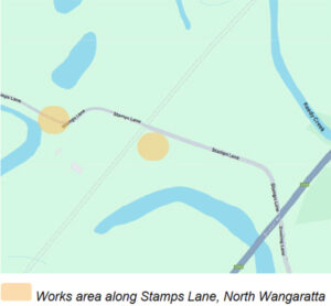 Map showing site powerline works location in North Wangaratta