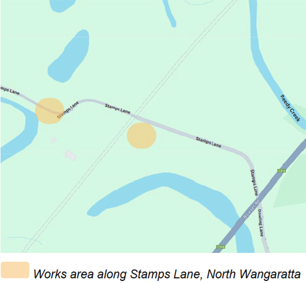 Map showing site powerline works location in North Wangaratta