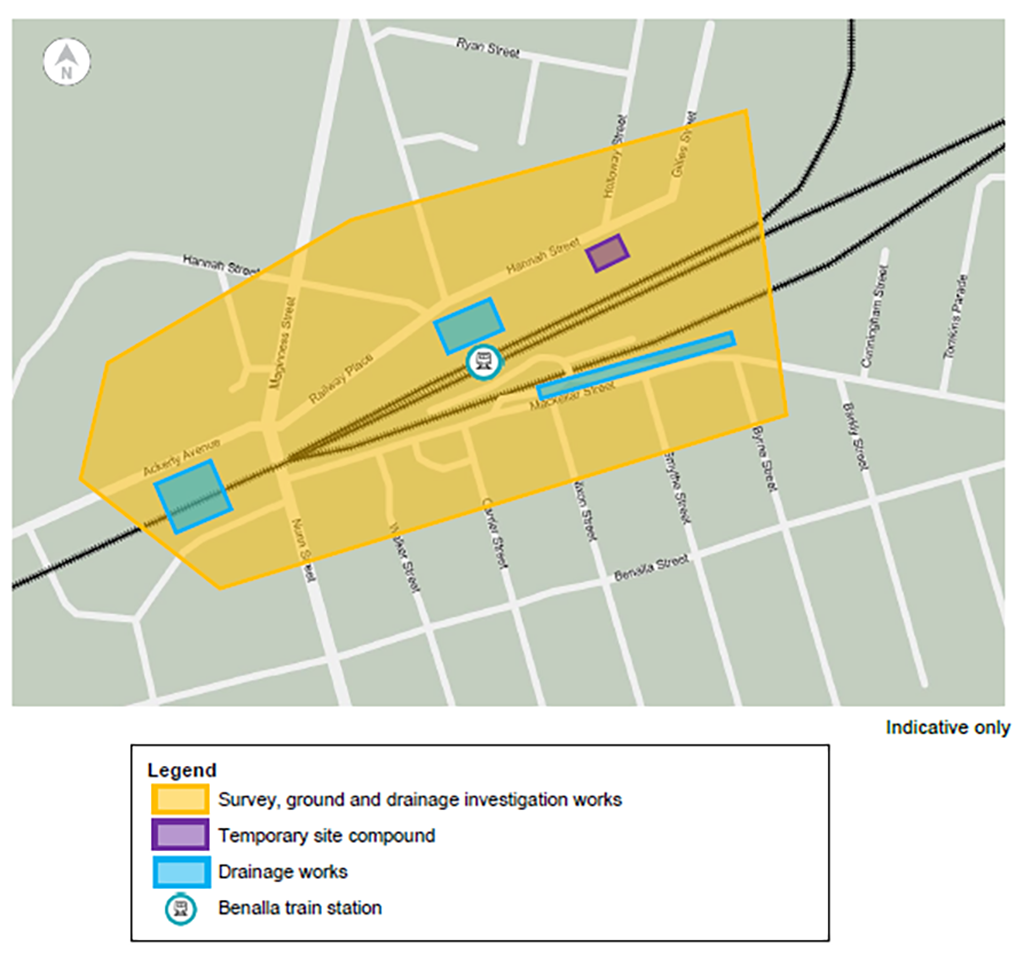 Map showcasing the area of the works as described in the text