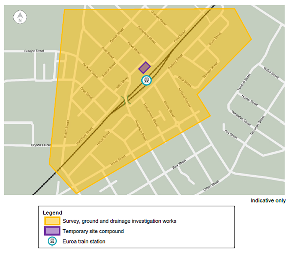 Map showing the area of the works described in text