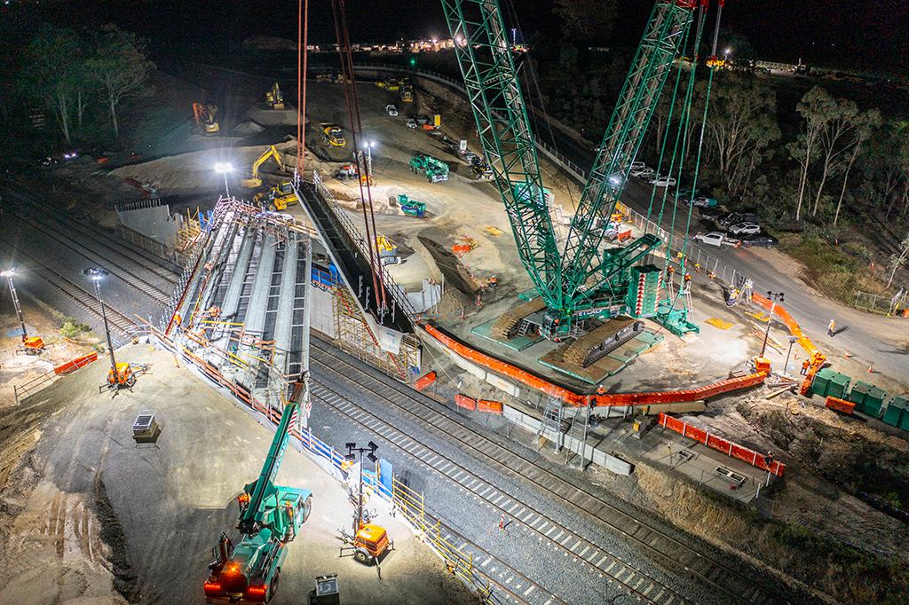 Worksite at night shot from above