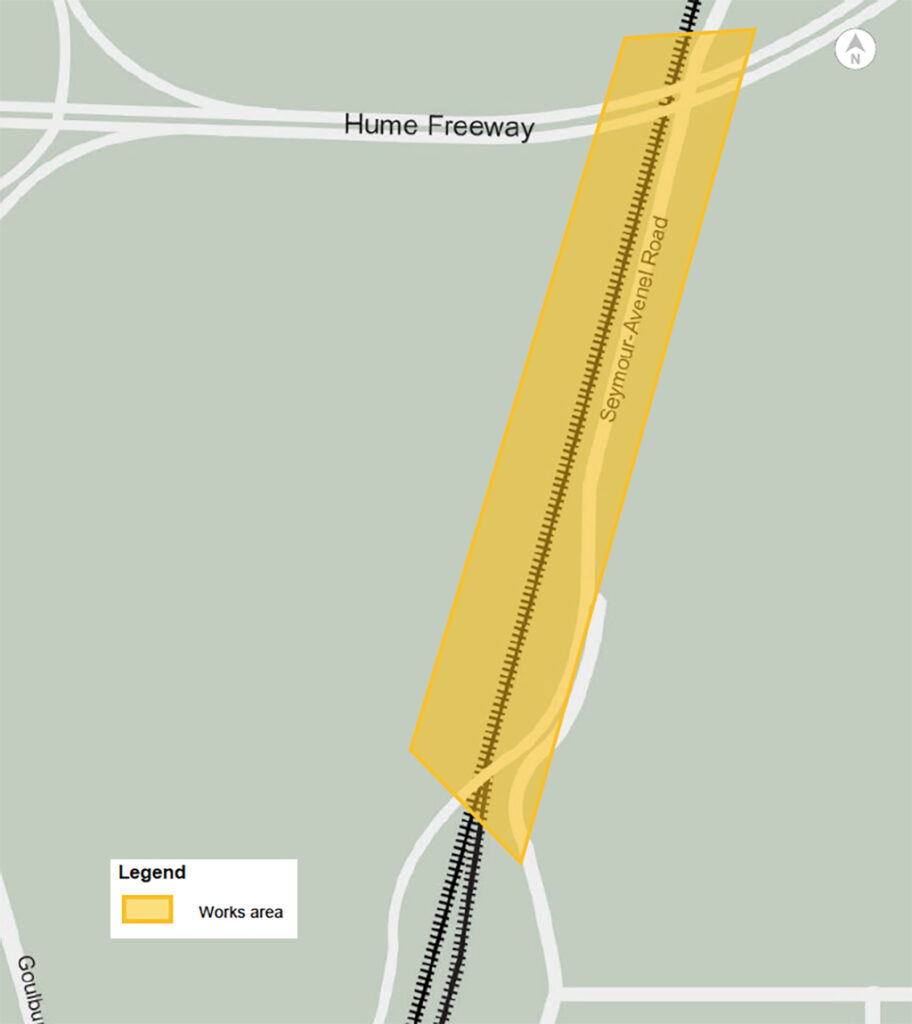 Map of work area in Seymour during October and November 2024.