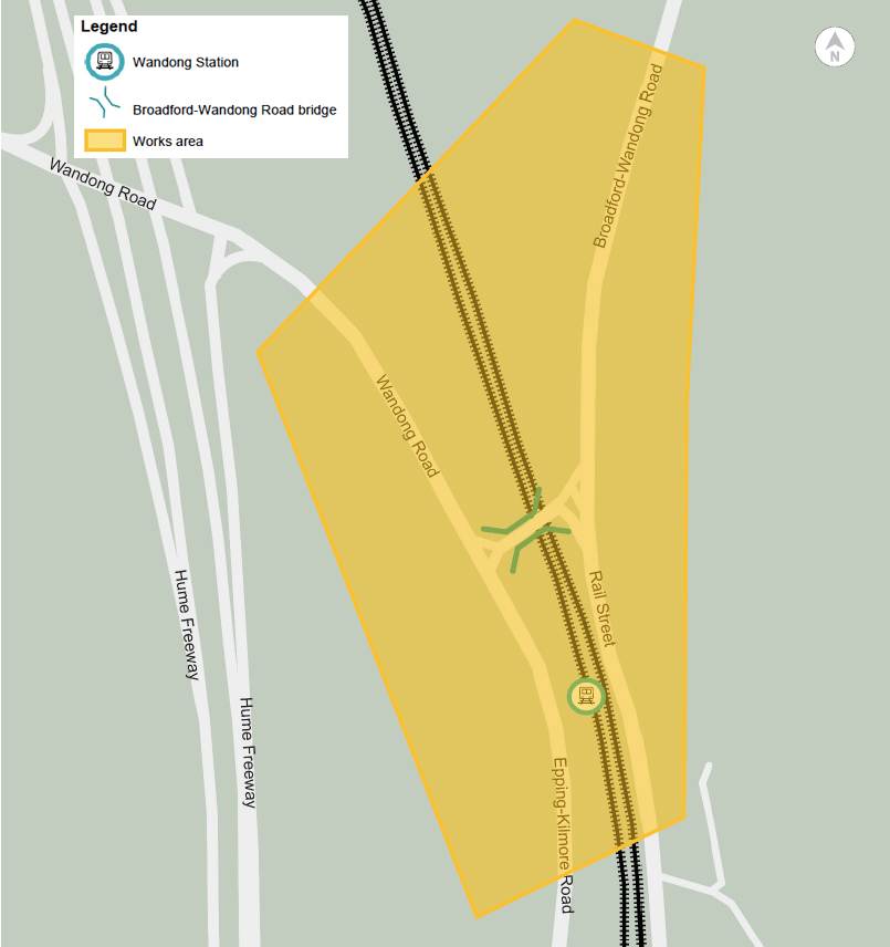 Map of works area around Wandong as described in the text.