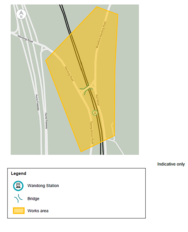 Map showcasing the area of the works as described in the text