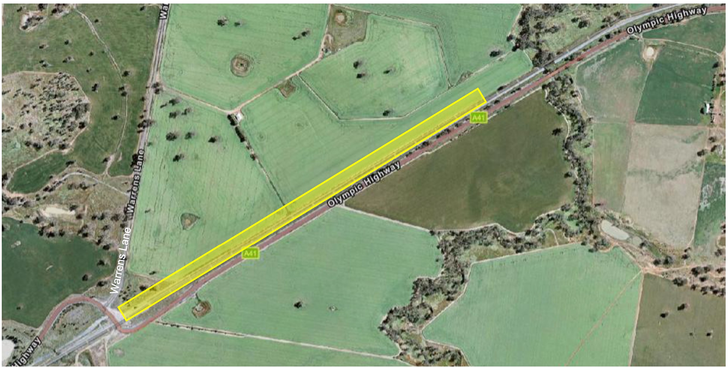 A map showing work area on the rail corridor.