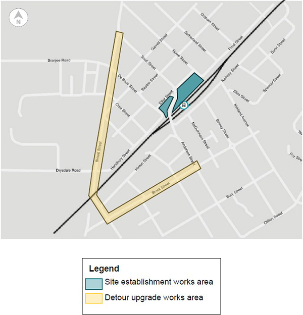Map showing the detour upgrade in Euroa