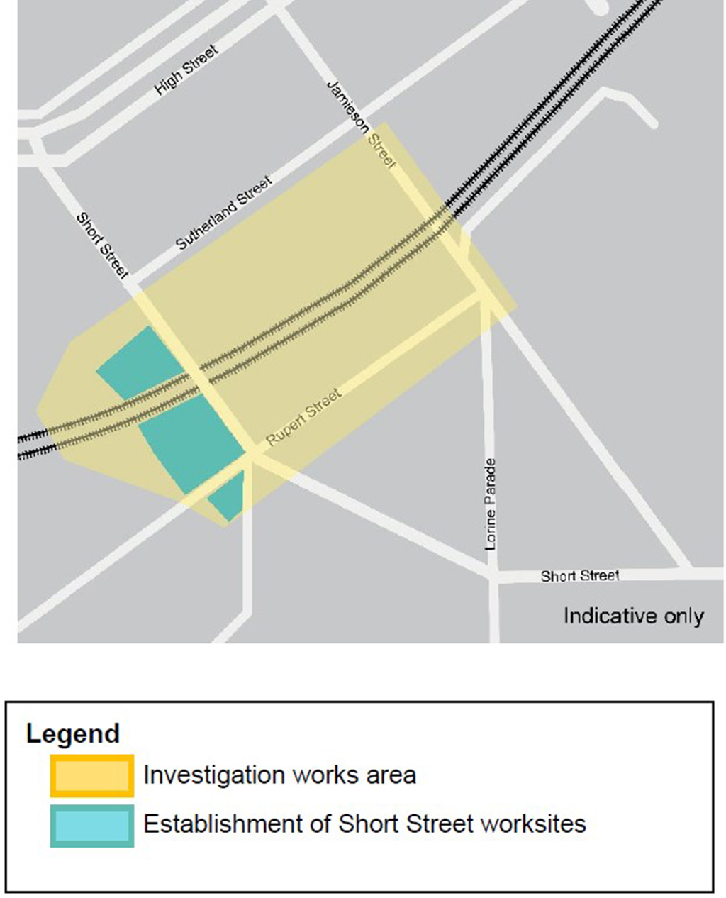 Map showing works around Short Street, Broadford Victoria
