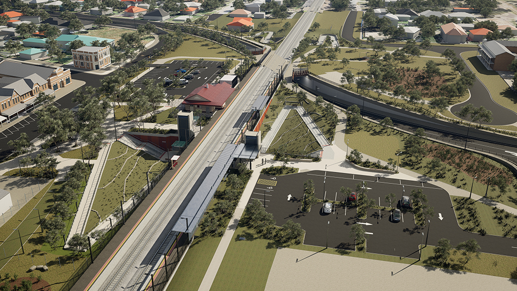 Visualisation of road under rail bridge