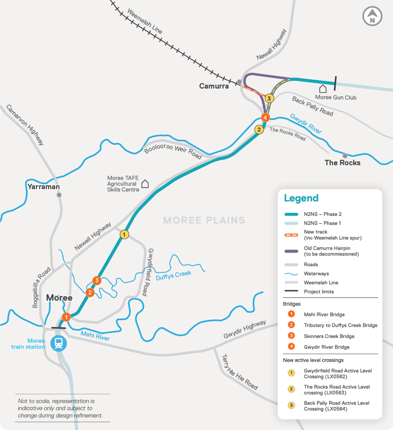 Map of works as described in the text