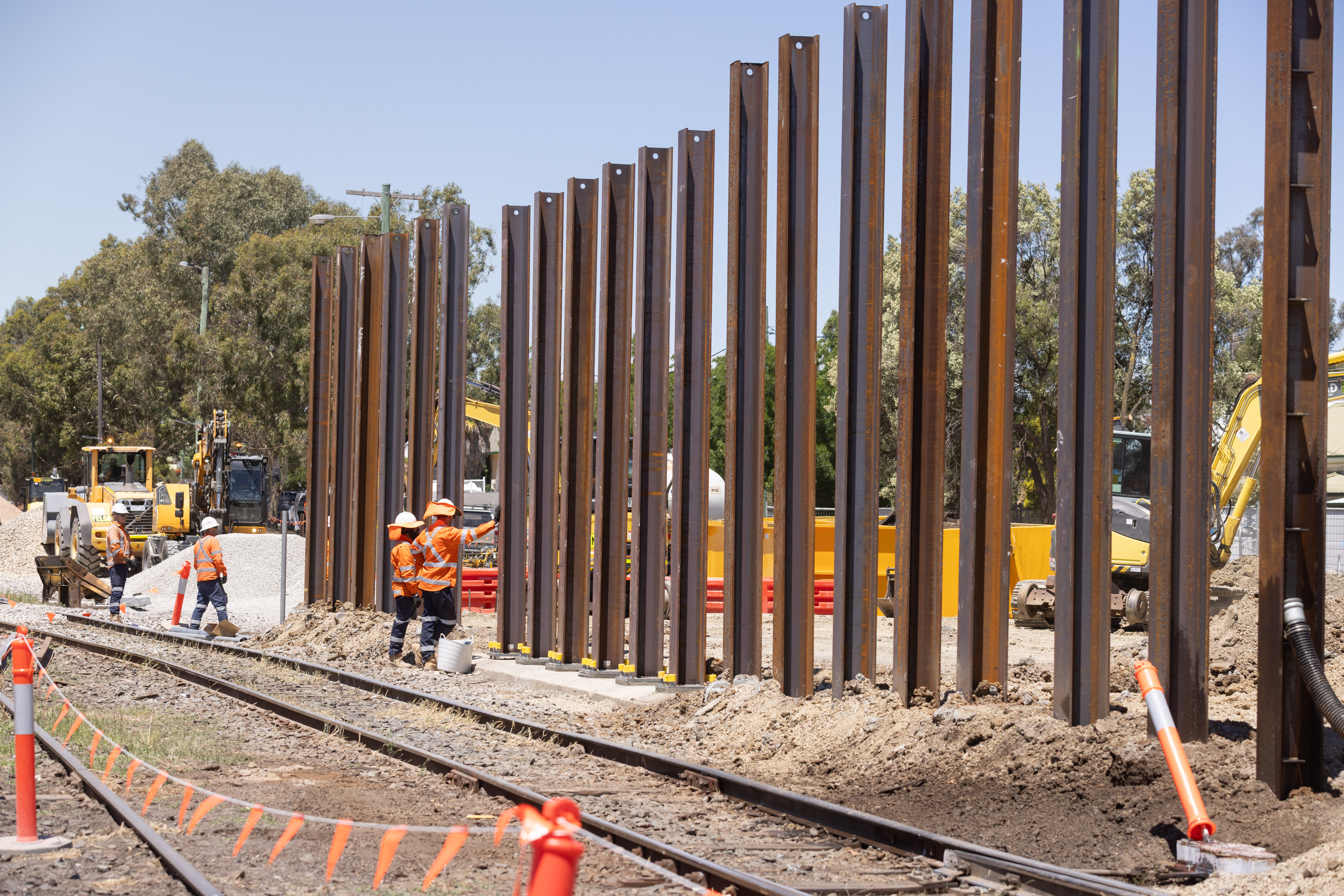 Construction site around Kemp Street bridge in Junee as a part of the Inland Rail works