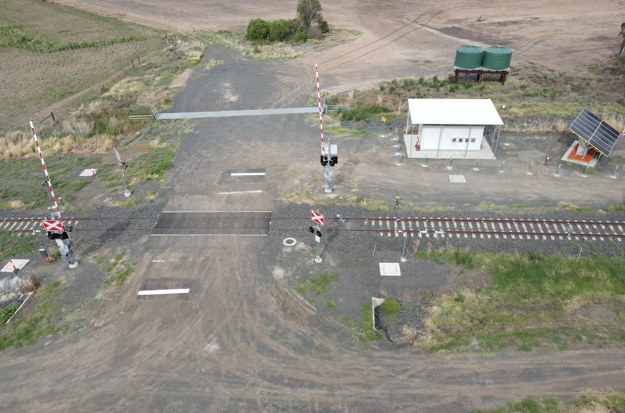 Solar powered level crossing