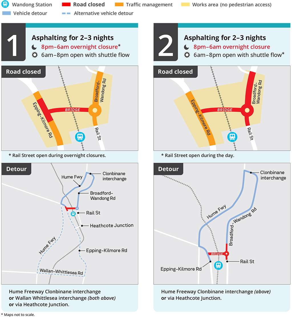 Illustrative map showing bridge closure and traffic changes at Wandong