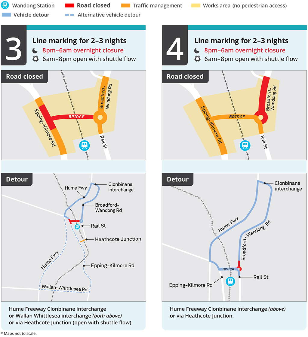 Illustrative map showing bridge closure and traffic changes at Wandong
