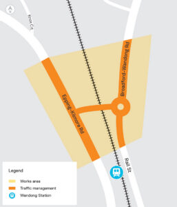 Illustrative map showing bridge closure and traffic changes at Wandong